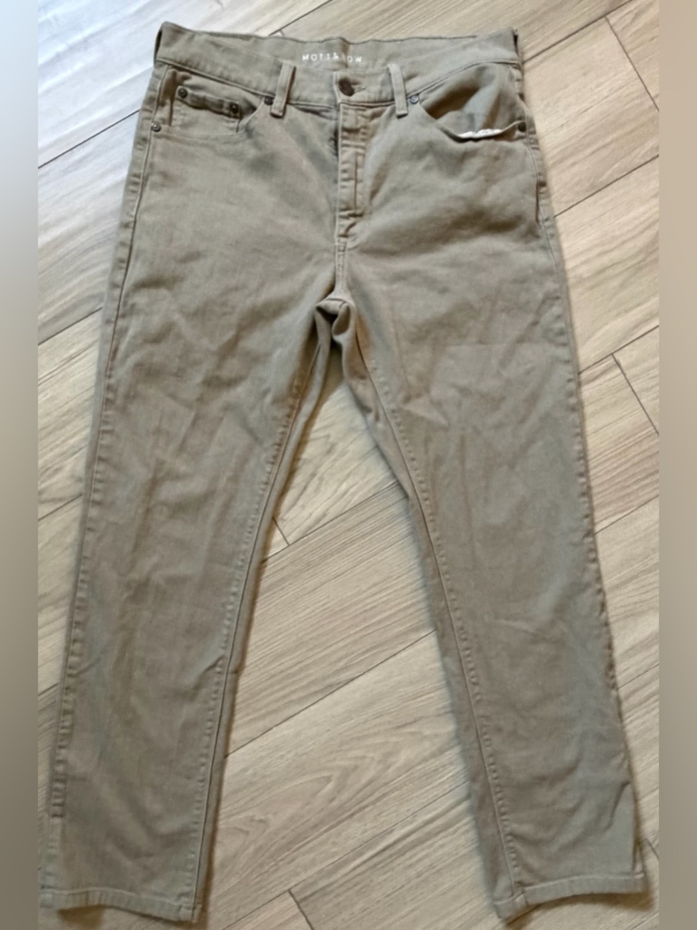 Mott and Box Men's Khaki Slim Straight Jeans Sz 32 Inseam 28 **read description